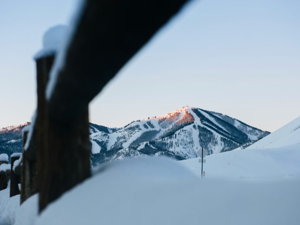 Sun Valley Idaho winter mountain landscape at sunrise