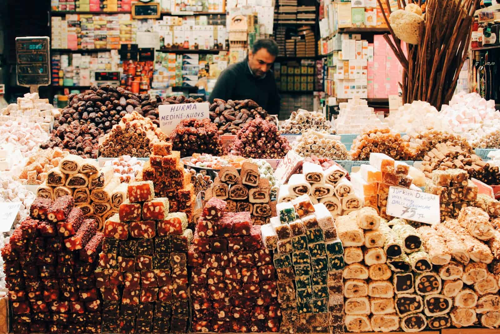 Turkish sweets at an Istanbul market